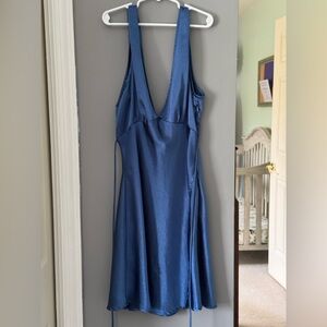Elegant Blue Satin Dress